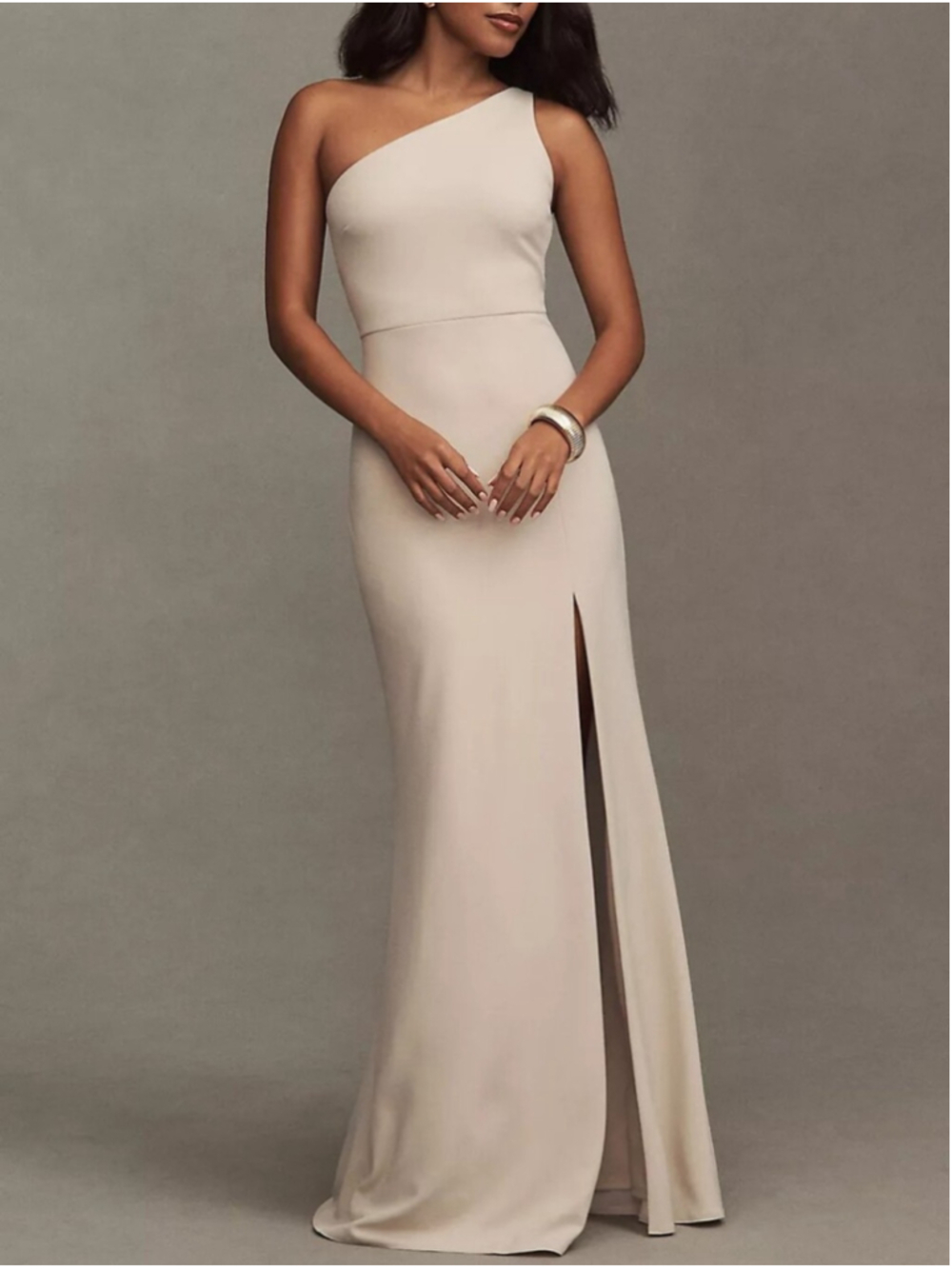 🆕 Anthropologie BHLDN Hallie One-Shoulder Stretch Crepe Maxi Gown Formal Dress